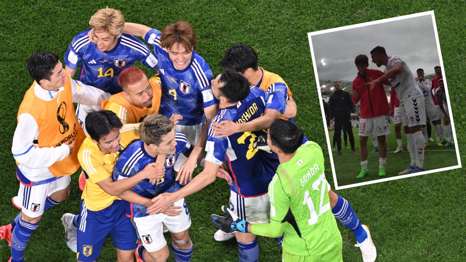 Reprezentacja Japonii po wygranym meczu z Niemcami