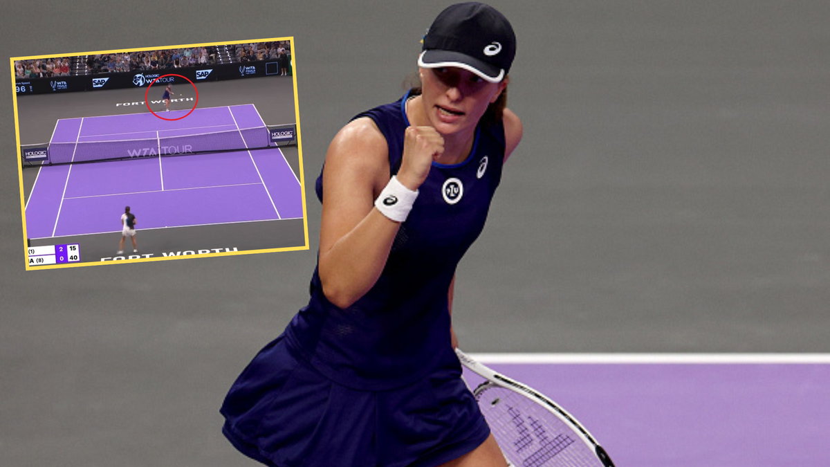 Rywalka Igi Świątek była bezradna wobec zagrania Polki na początku spotkania (screen: WTA/Twitter)