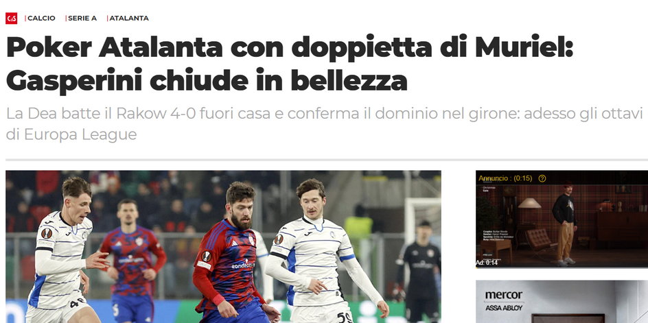 Nagłówek Corriere dello Sport