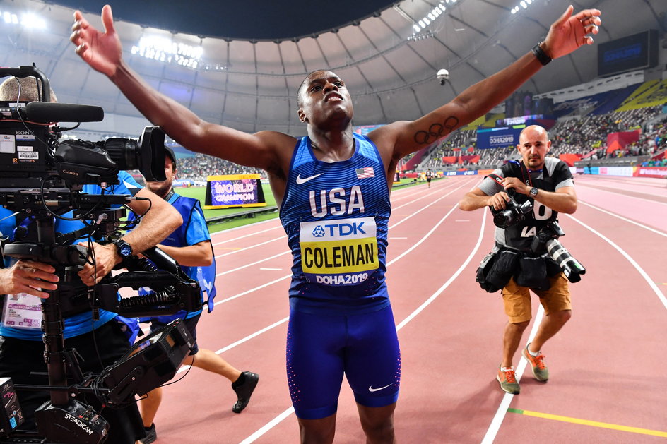 Christian Coleman został w 2019 roku mistrzem świata w biegu na 100 m