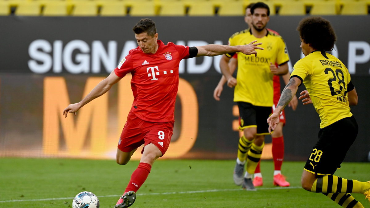 Robert Lewandowski w meczu z Borussią Dortmund