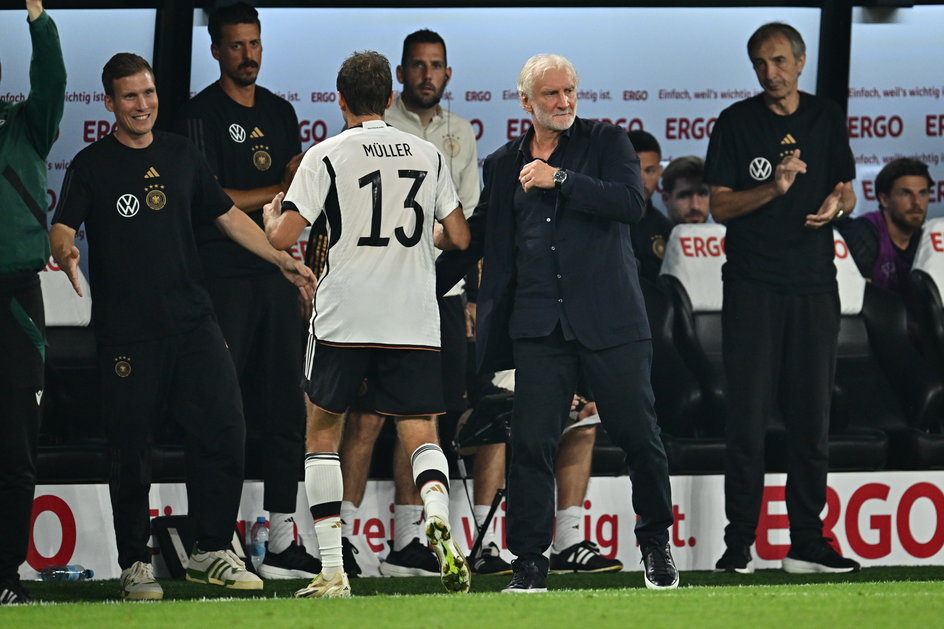 Thomas Muller i Rudi Voeller podczas meczu z Francją (2:1)