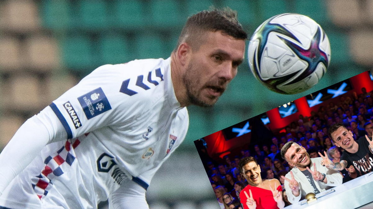 Lukas Podolski żartuje po meczu z Pogonią Szczecin. Nawiązał do "Mam talent" (fot. Twitter/Podolski10)