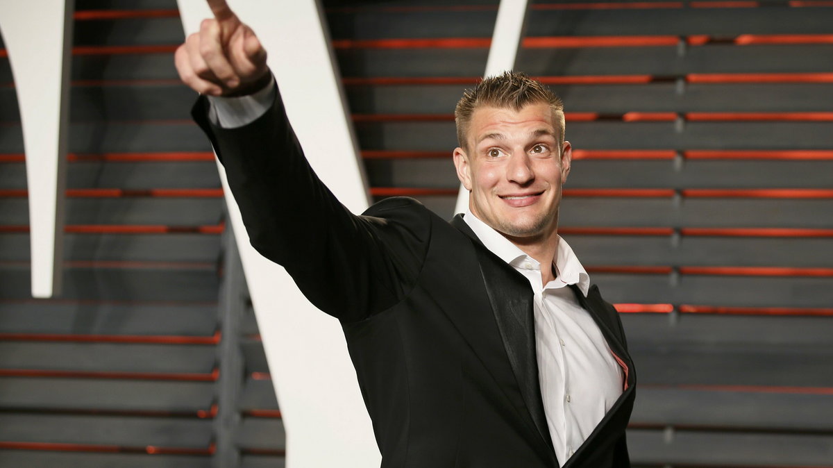 Rob Gronkowski arrives at the Vanity Fair Oscar Party in Beverly Hills