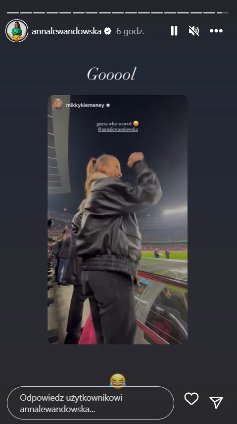 Szalona radość Anny Lewandowskiej po golu Roberta w meczu FC Barcelona - Cadiz
