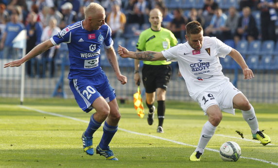 PIŁKA NOŻNA EKSTRAKLASA RUCH CHORZÓW POGOŃ SZCZECIN (Marek Szyndrowski Patryk Małecki )