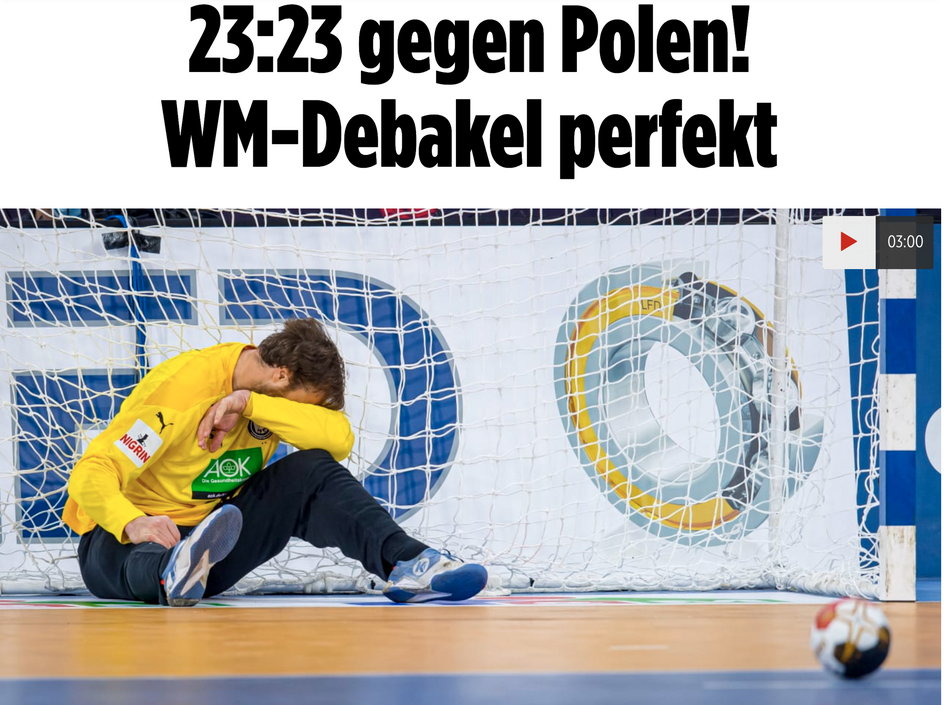 "23:23 z Polską. Klęska w mistrzostwach świata" - "Bild"