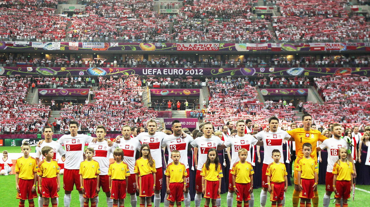 Reprezentacja Polski przed inauguracją EURO 2012 na Stadionie Narodowym.