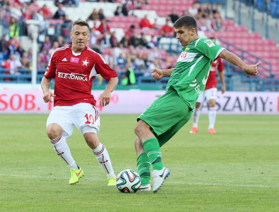 PIŁKA NOŻNA LIGA POLSKA WISŁA KRAKÓW LECHIA GDAŃSK (Łukasz Garguła Piotr Grzelczak)