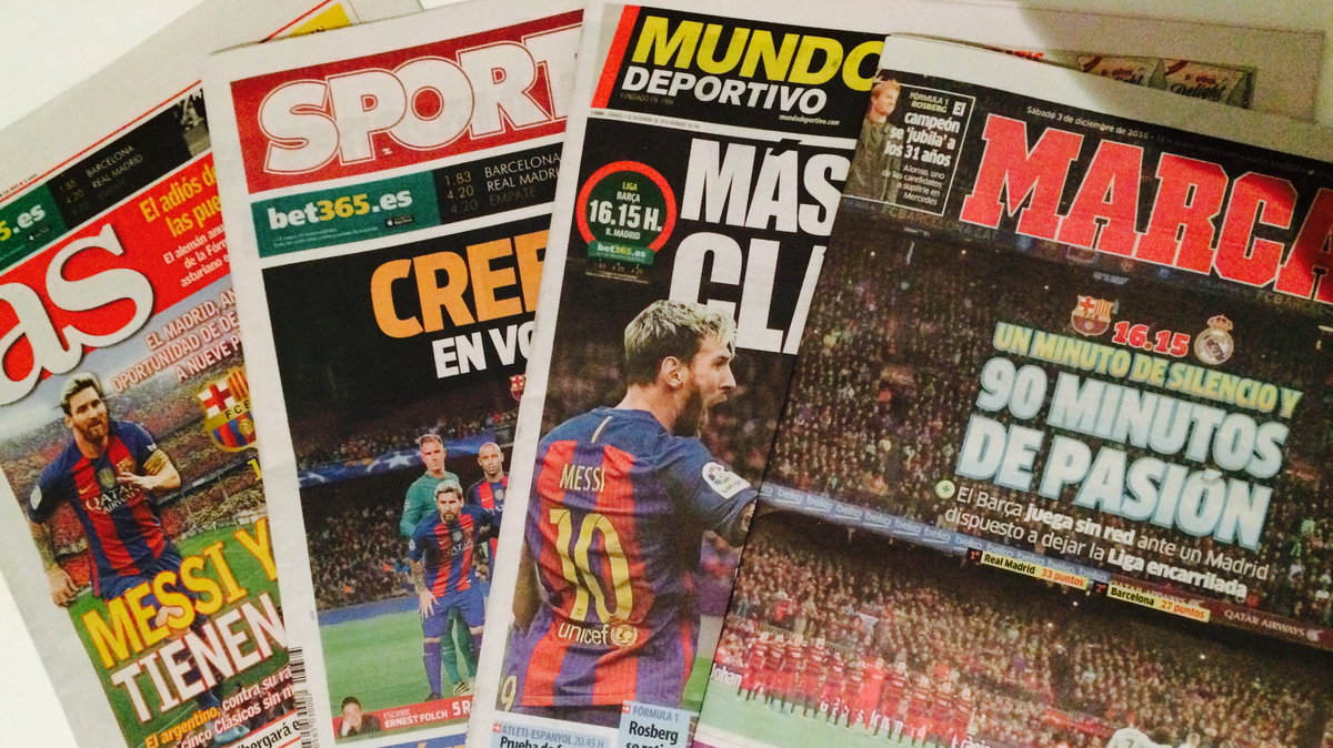 Hiszpańskie media przez FC Barcelona - Real Madryt