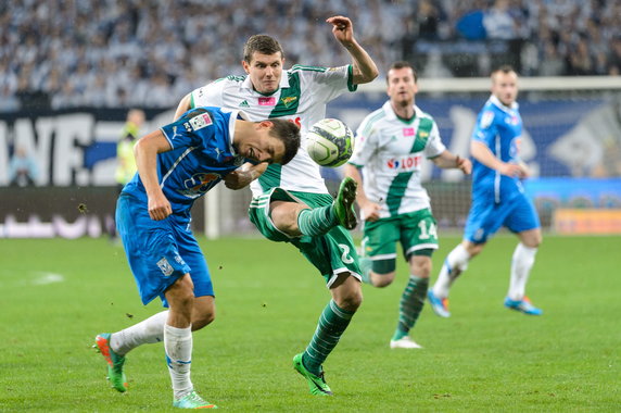 PIŁKARSKA EKLSTRAKLASA LECH POZNAŃ KONTRA LECHIA GDAŃSK ( Mateusz Możdżeń Patryk Tuszyński )