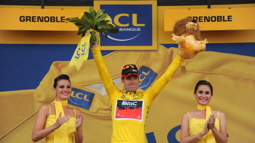 Cadel Evans w żółtej koszulce lidera Tour de France