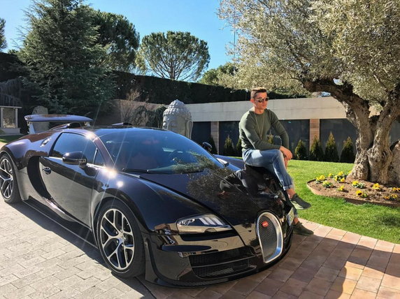 Cristiano Ronaldo przy swoim Bugatti Veyron