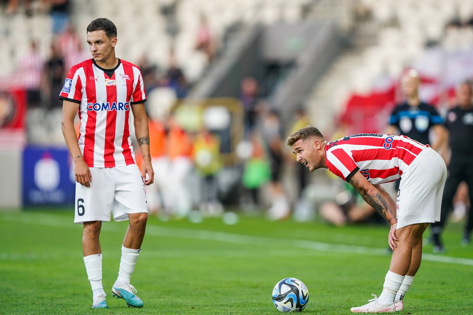 Jani Atanasov i Michał Rakoczy podczas meczu z Zagłębiem Lubin