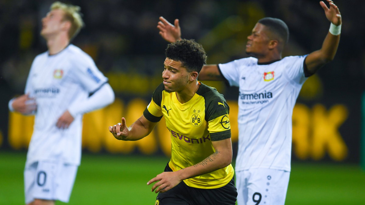 Jadon Sancho w meczu z Bayerem Leverkusen