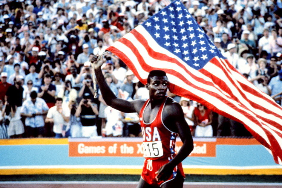 Carl Lewis podczas IO w Los Angeles