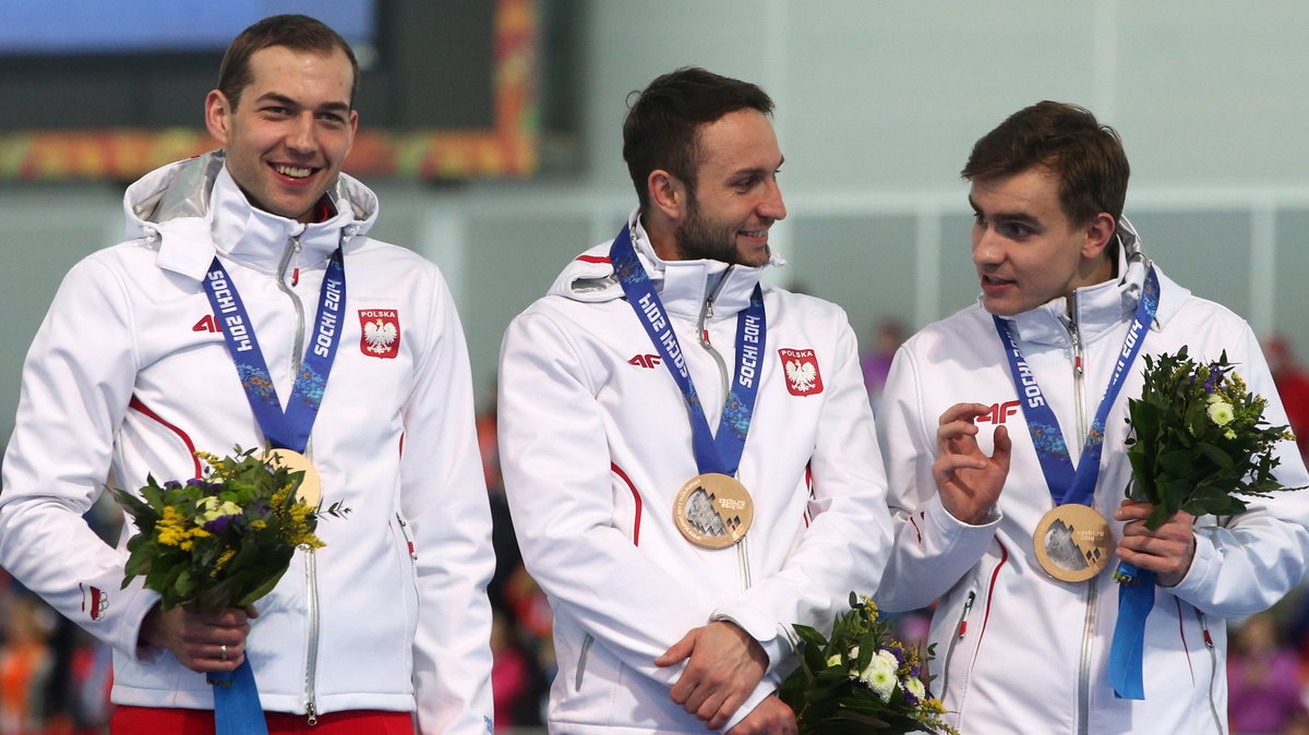 Od lewej: Zbigniew Bródka, Konrad Niedźwiedzki i Jan Szymański