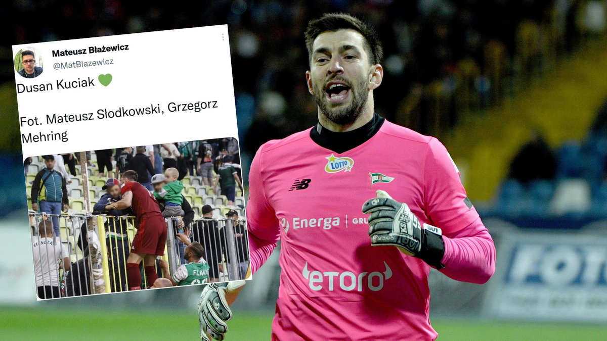 Dusan Kuciak pomógł ratować dzieci, kiedy na trybunach stadionu w Gdańsku zaczęła się bijatyka (Fot. MatBlazewicz/Twitter)