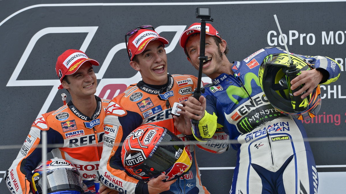 Dani Pedrosa, Marc Marquez (obaj Honda) i Valentino Rossi (Yamaha)