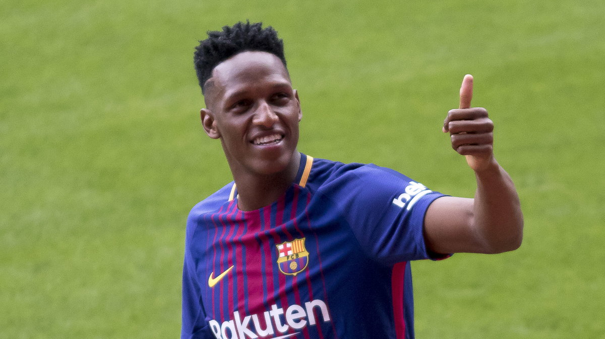 Yerry Mina na prezentacji w Barcelonie