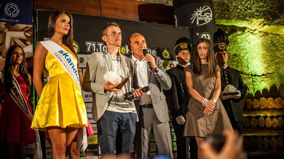 Rafał Majka (L) i Czesław Lang w Kopalni Soli "Wieliczka"