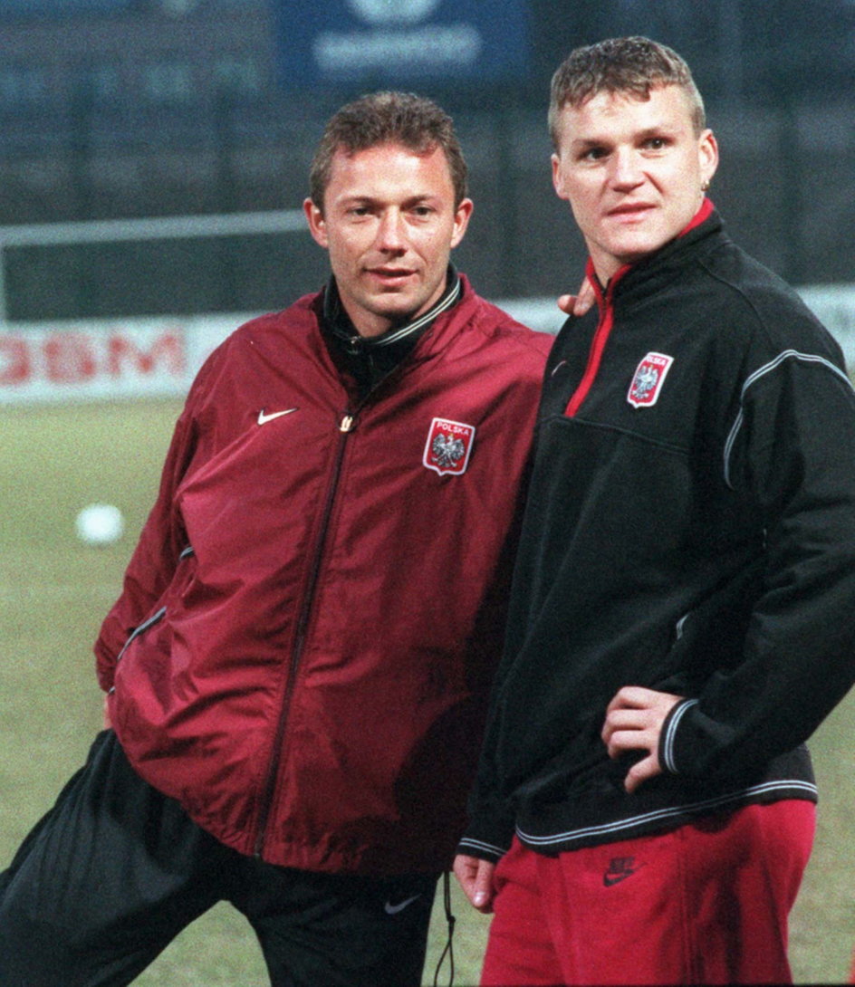 Krzysztof Ratajczyk i Wojciech Kowalczyk podczas treningu reprezentacji Polski w 1999 roku