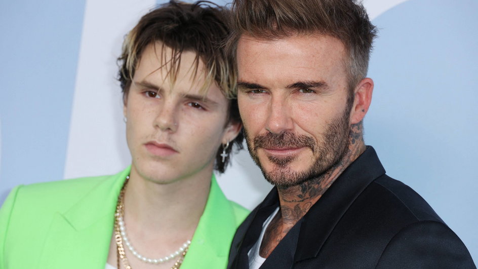 David Beckham i Cruz Beckham na pokazie mody