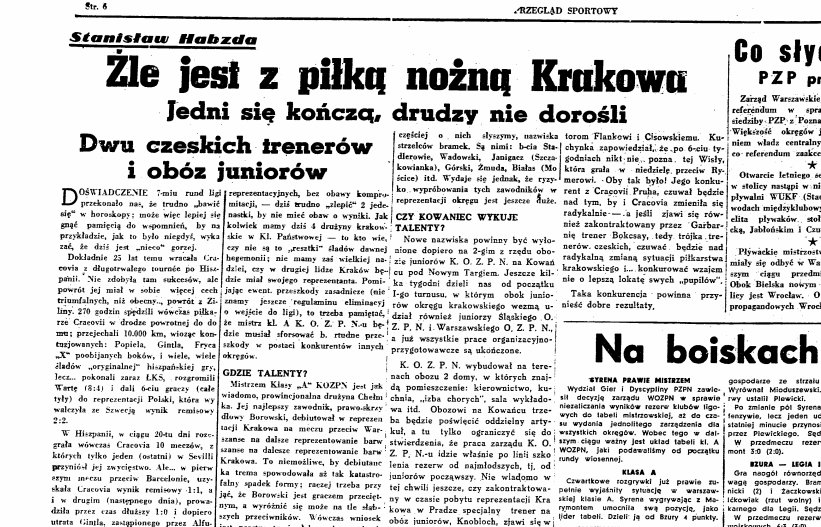 Rok 1948. Przegląd Sportowy bije na alarm ws. piłki nożnej w Krakowie.