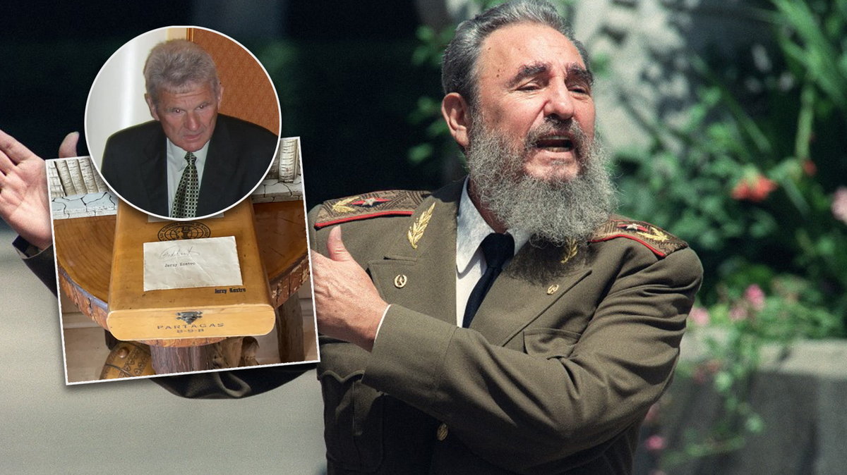 Jerzy Kostro (po lewej) oraz Fidel Castro