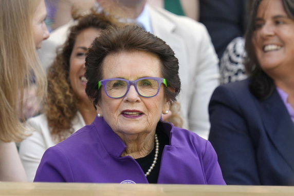 Była tenisistka Billie-Jean King na finale Wimbledonu