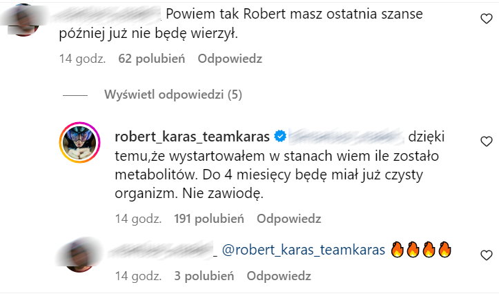 Robert Karaś o tym, kiedy jego organizm będzie "czysty"