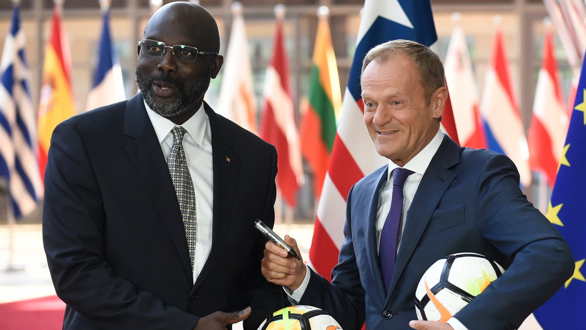 Donald Tusk i George Weah