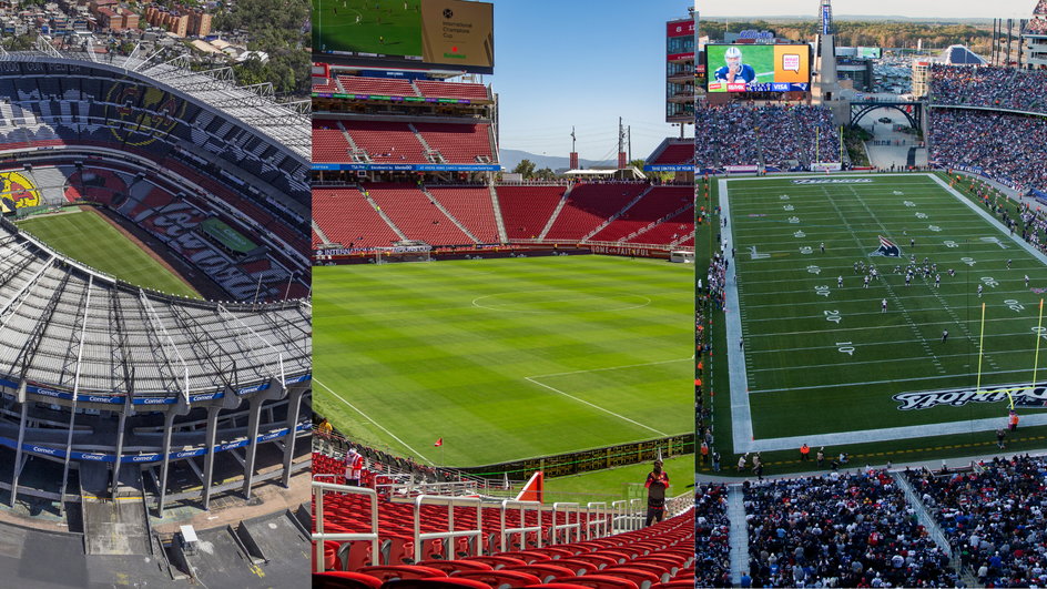 Od lewej: Estadio Azteca, Levi's Stadium i Gillette Stadium