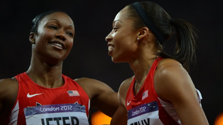 Carmelita Jeter i Allyson Felix (P)