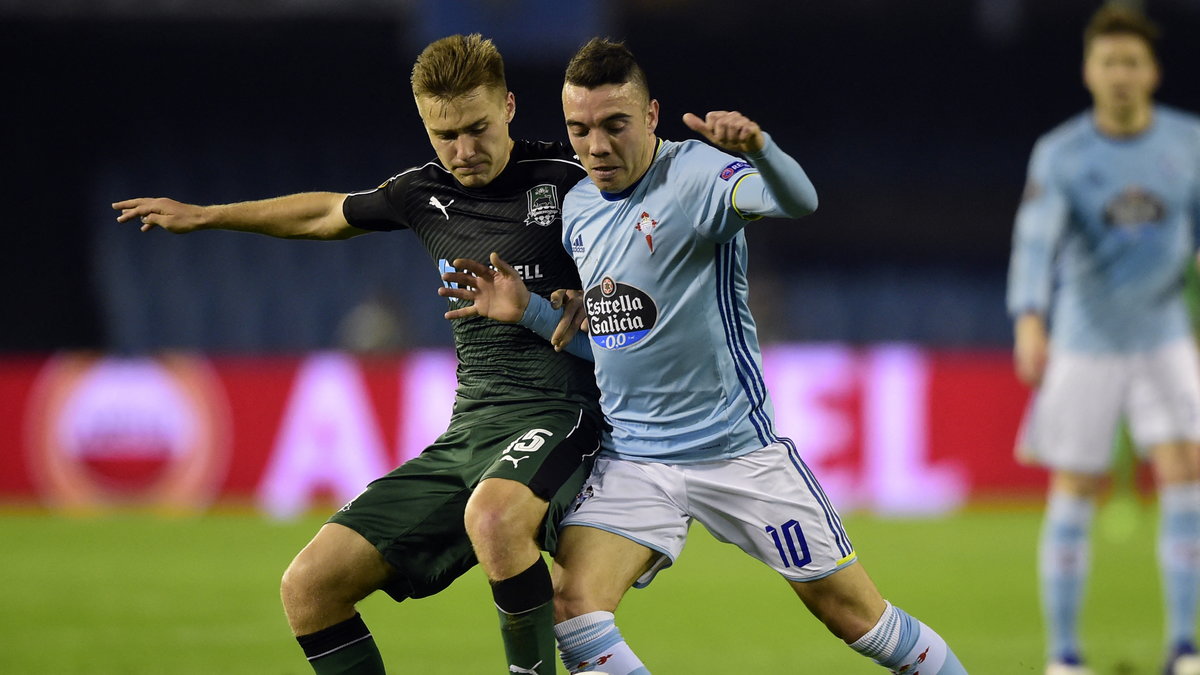 Ilja Żygulow (FK Krasnodar) i Iago Aspas (Celta Vigo)