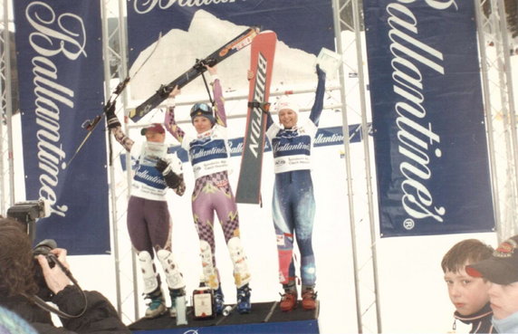 Jagna Marczułajtis na podium w Madonna di Campiglio