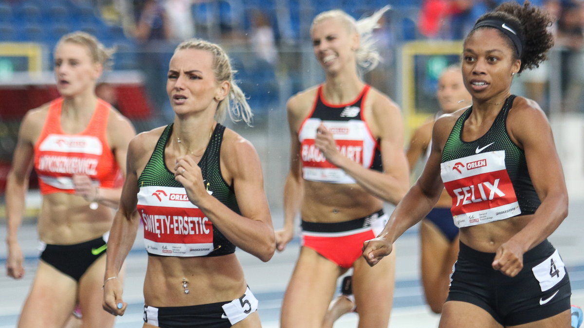 Justyna Święty-Ersetic i Allyson Felix