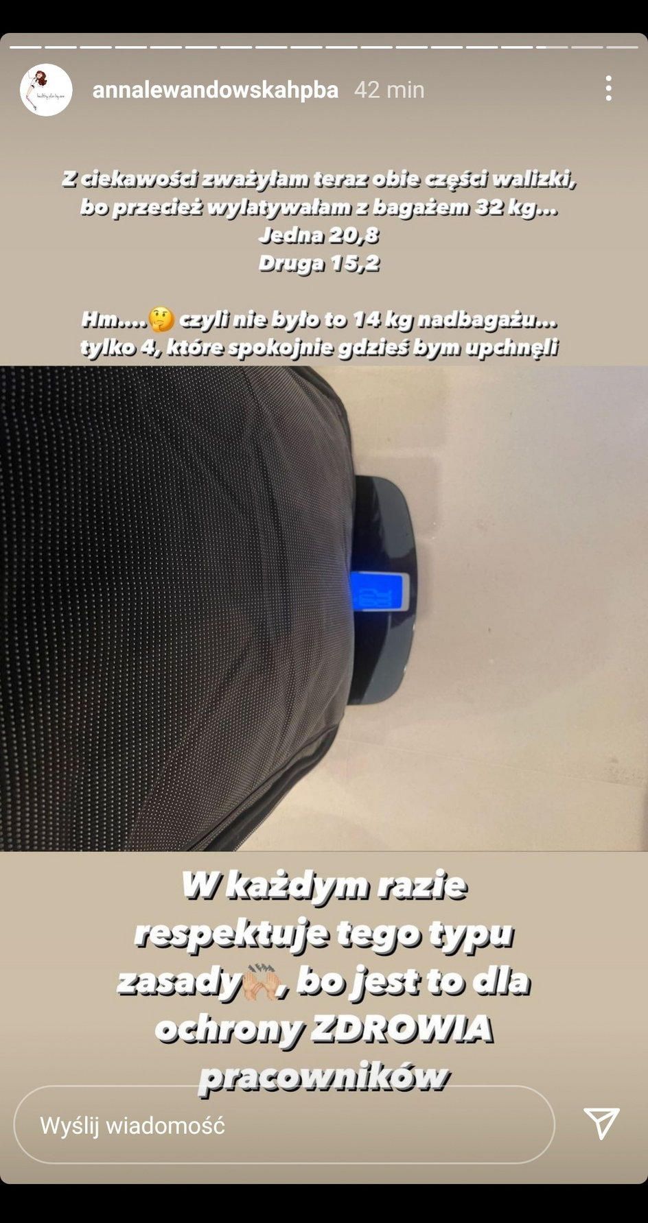 Wpis Anny Lewandowskiej na Instastory