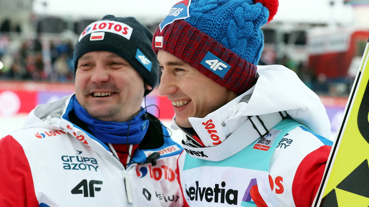 Kamil Stoch z trenerem Grzegorzem Sobczykiem