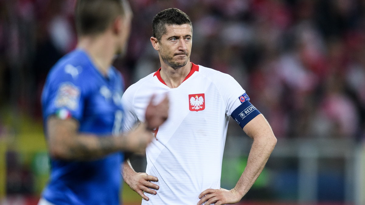 Robert Lewandowski w meczu Polska – Włochy (0:1)