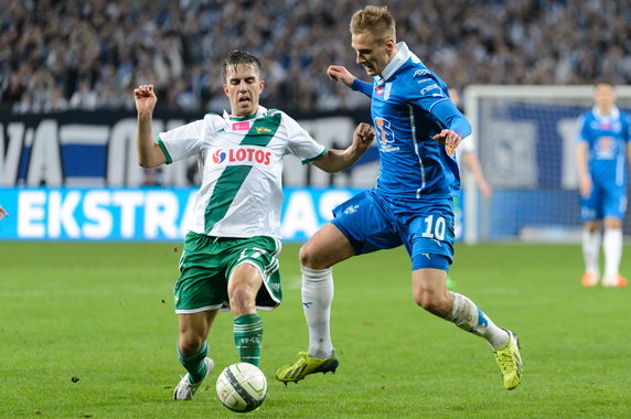 PIŁKARSKA EKLSTRAKLASA LECH POZNAŃ KONTRA LECHIA GDAŃSK (Marcin Pietrowski Łukasz Teodorczyk )