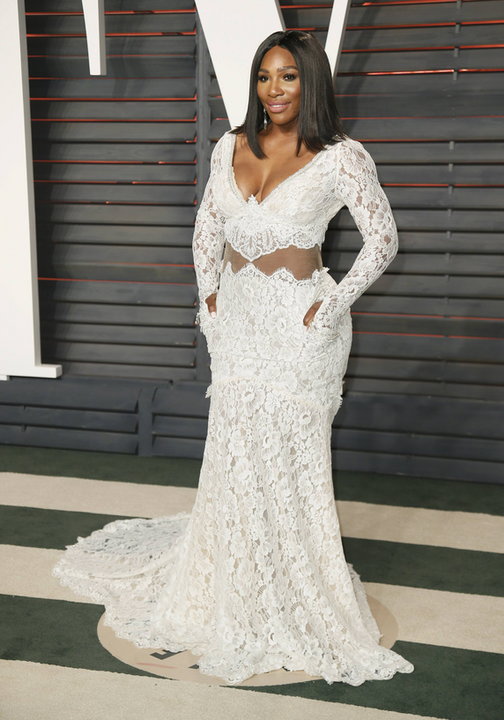 Serena Williams arrives at the Vanity Fair Oscar Party in Beverly Hills