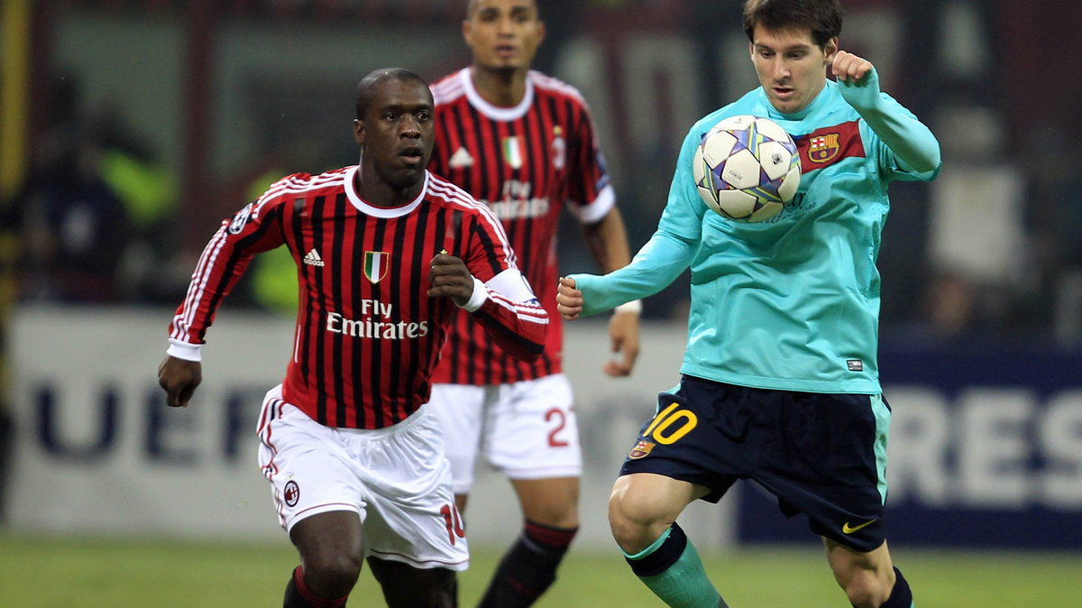 Milan - Barcelona: Clarence Seedorf (L) i Lionel Messi (P)