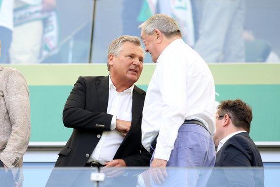 Aleksander Kwaśniewski i Mariusz Walter na meczu Legia - Lech 