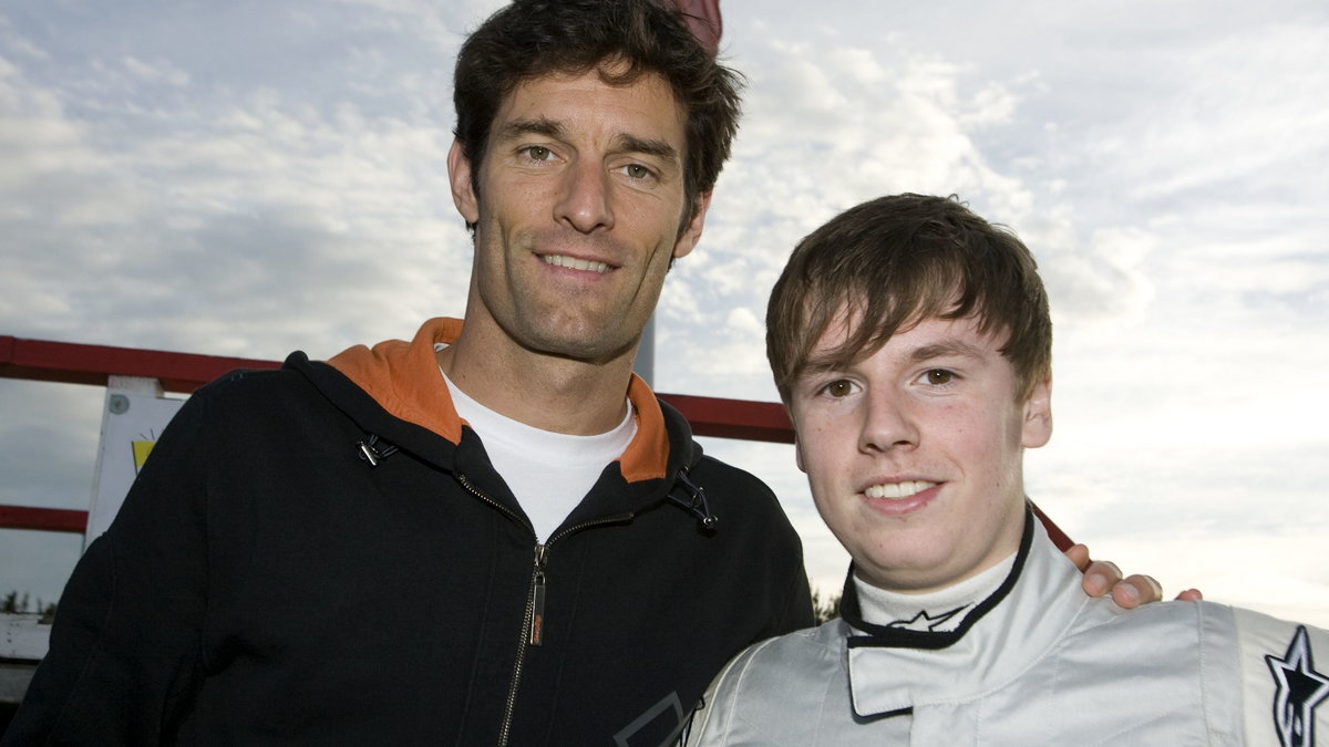 Mark Webber (po lewej) i Patryk Szczerbiński