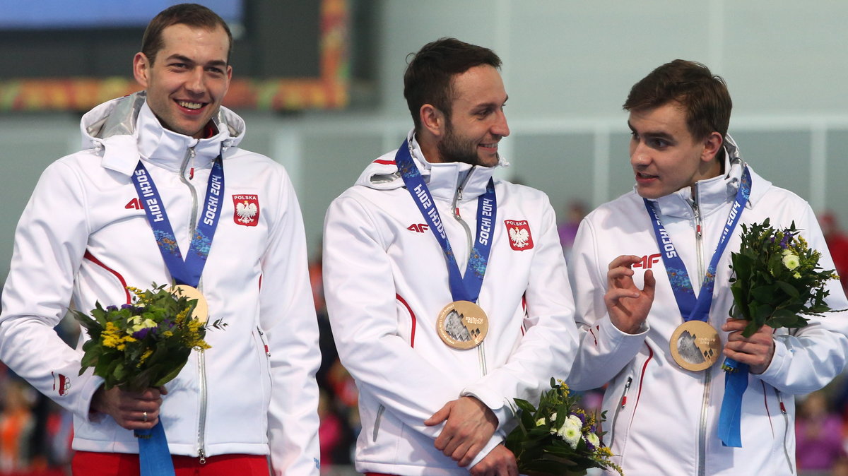 Od lewej: Zbigniew Bródka, Konrad Niedźwiedzki i Jan Szymański