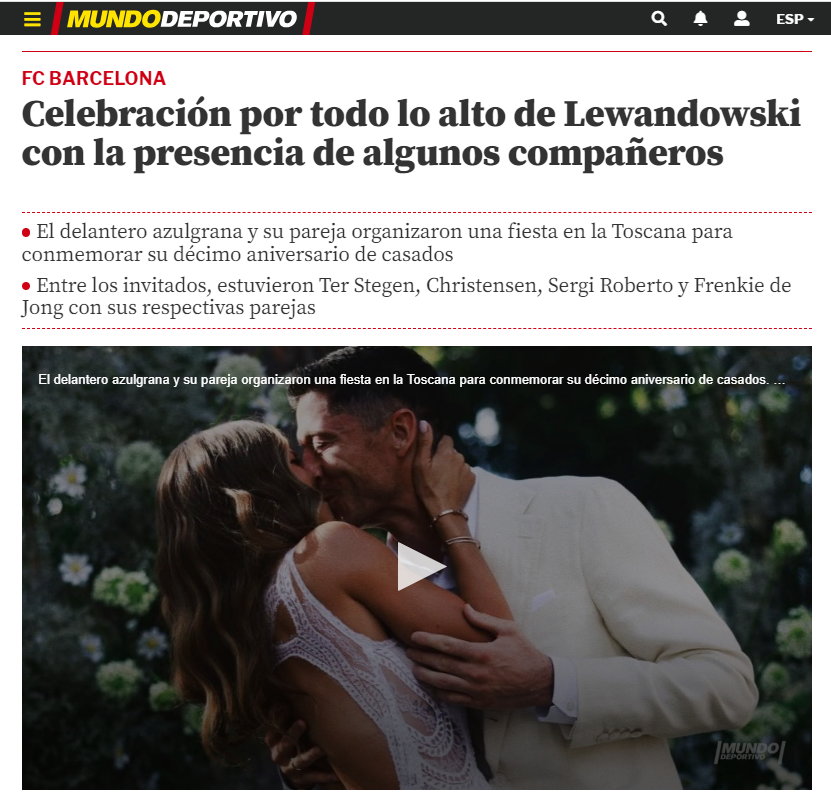 "Mundo Deportivo" o "drugim ślubie" Lewandowskich