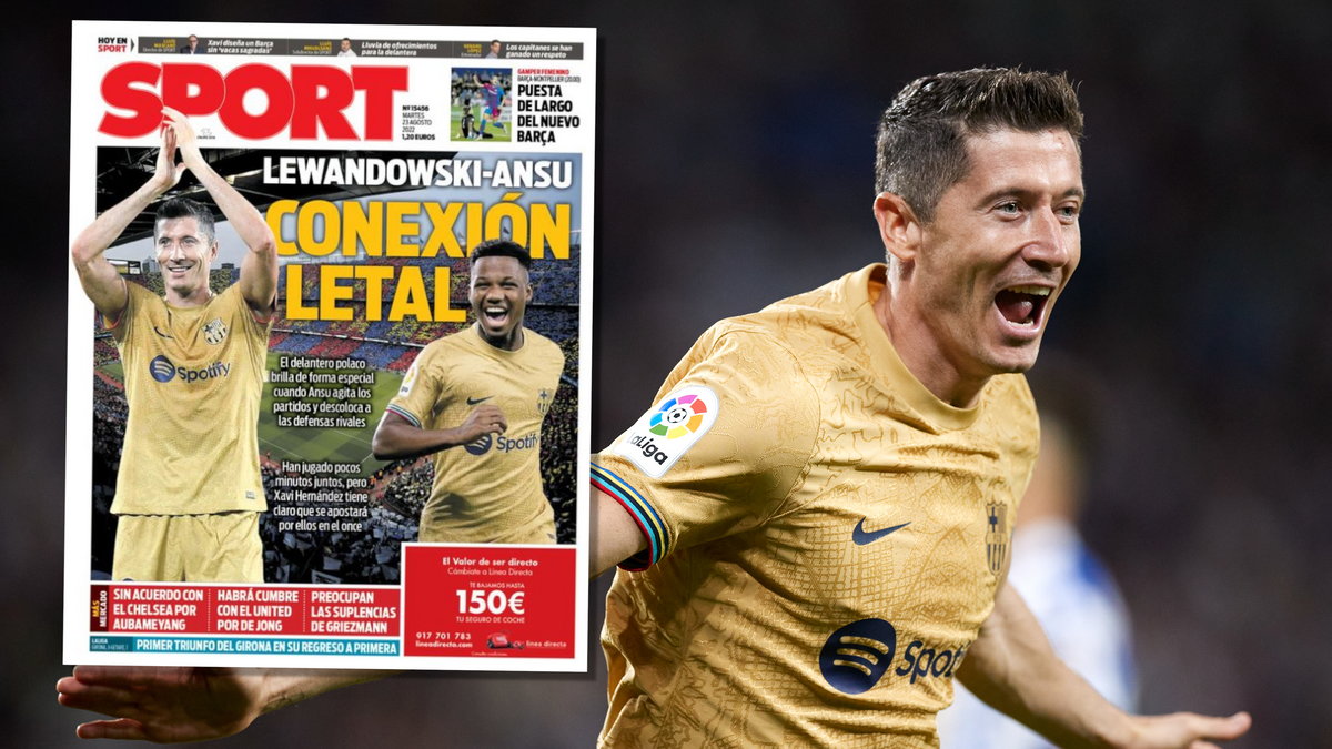 Robert Lewandowski na okładce katalońskiego "Sportu"