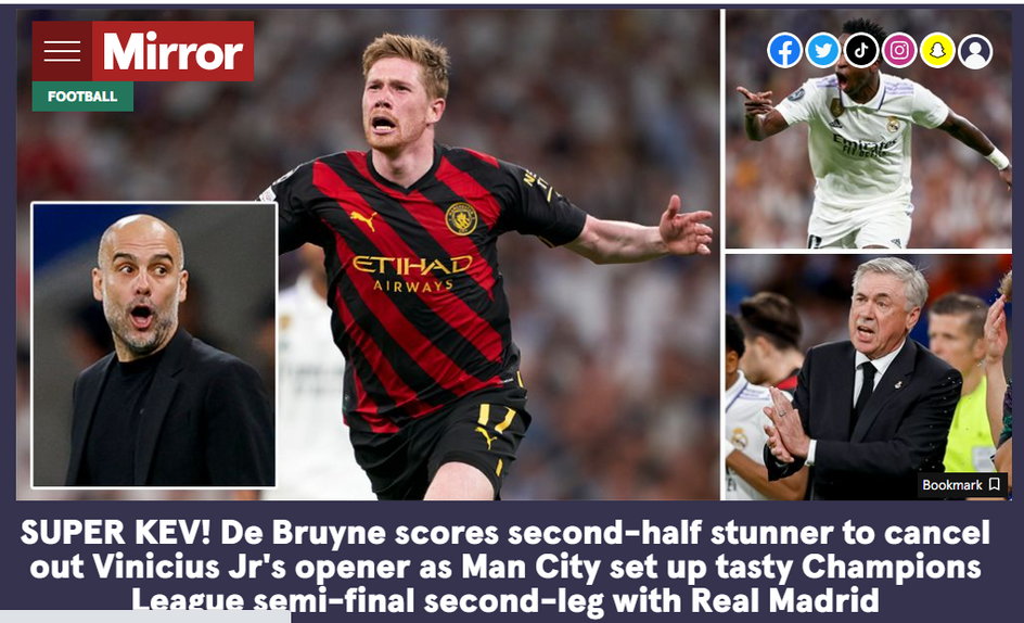 "Daily Mirror" docenia wyczyn De Bruyne i przestrzega Manchester City