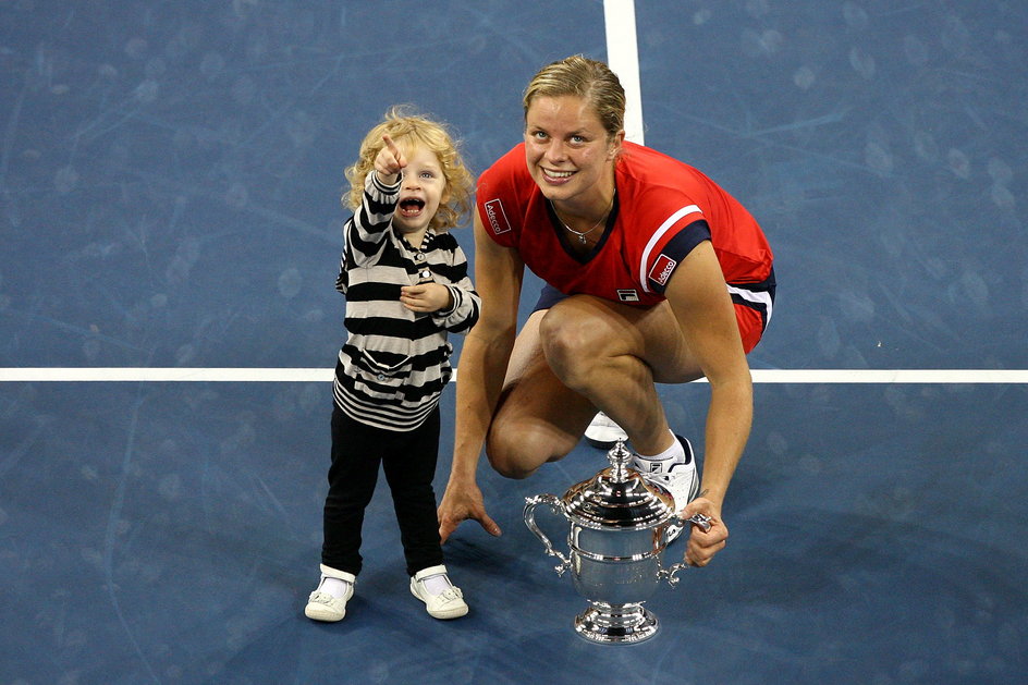 Kim Clijsters z córką Jadą po wygraniu US Open 2009.